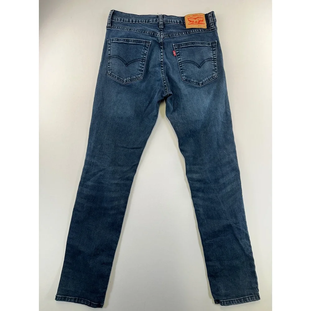 Levi's 511 Slim Fit Stretch Jeans Mens W32 L32 Blue‎ Denim Five Pocket Whiskers